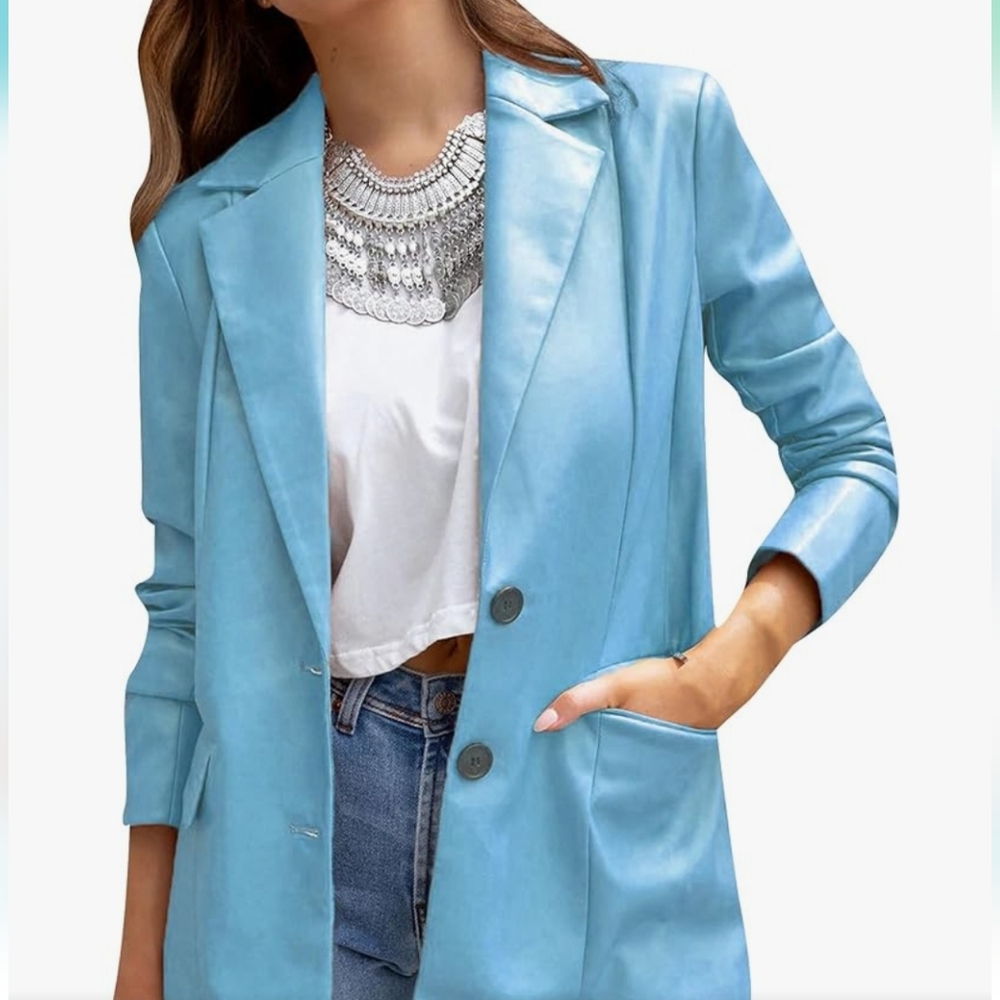 Misguided Faux leather blazer